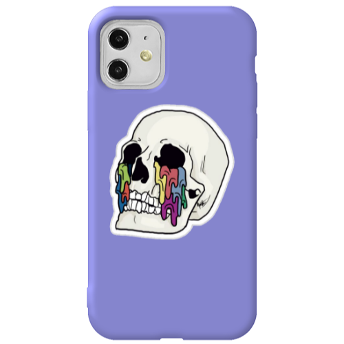 Apple iPhone 11  Skull Purple Colored Silicone TPU Θήκη