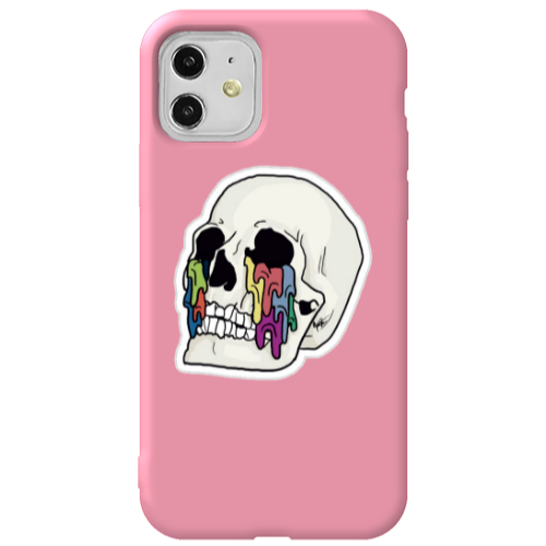 Apple iPhone 11  Skull Pink Colored Silicone TPU Θήκη