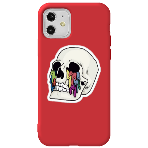 Apple iPhone 11  Skull Red Colored Silicone TPU Θήκη