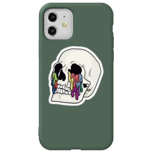 Apple iPhone 11  Skull Dark Green Colored Silicone TPU Θήκη