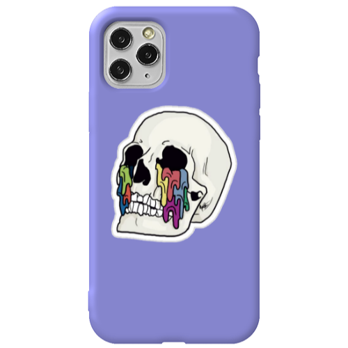 Apple iPhone 11 Pro Skull Purple Colored Silicone TPU Θήκη