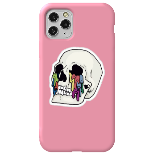 Apple iPhone 11 Pro Skull Pink Colored Silicone TPU Θήκη