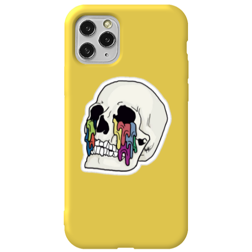 Apple iPhone 11 Pro Skull Yellow Colored Silicone TPU Θήκη