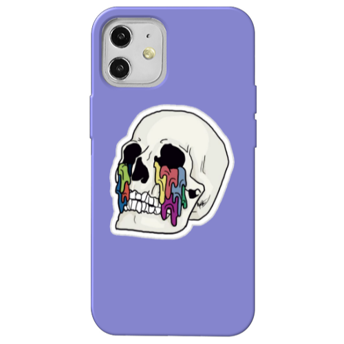 Apple iPhone 12 Skull Purple Colored Silicone TPU Θήκη