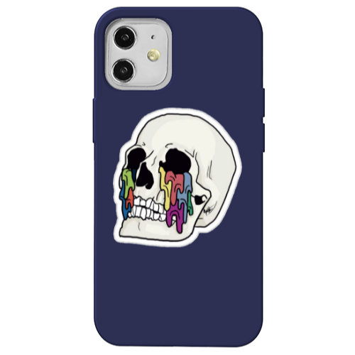 Apple iPhone 12 Skull Dark blue Colored Silicone TPU Θήκη