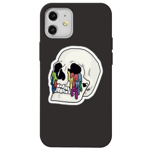 Apple iPhone 12 Skull Black Colored Silicone TPU Θήκη