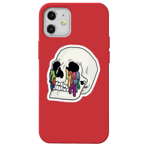 Apple iPhone 12 Skull Red Colored Silicone TPU Θήκη
