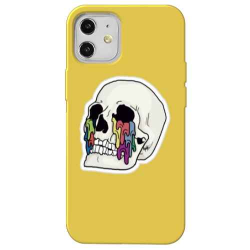 Apple iPhone 12 Skull Yellow Colored Silicone TPU Θήκη