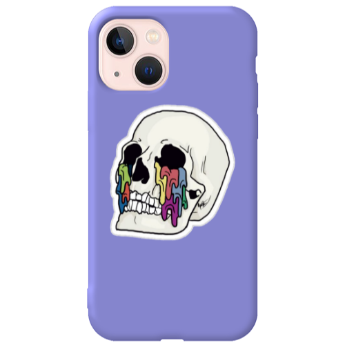 Apple iPhone 13 Skull Purple Colored Silicone TPU Θήκη