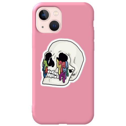 Apple iPhone 13 Skull Pink Colored Silicone TPU Θήκη