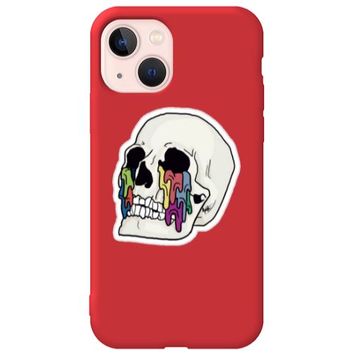Apple iPhone 13 Skull Red Colored Silicone TPU Θήκη