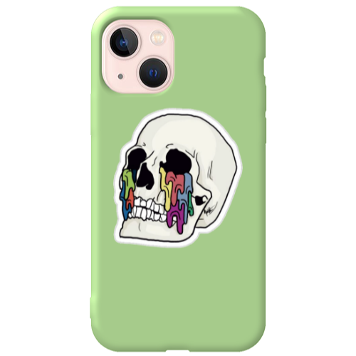 Apple iPhone 13 Skull Light Green Colored Silicone TPU Θήκη