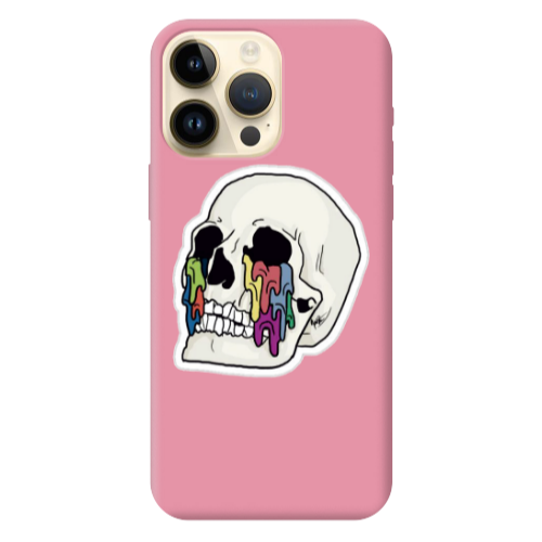 Apple iPhone 13 Pro Max Skull Pink Colored Silicone TPU Θήκη