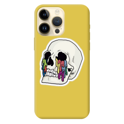 Apple iPhone 13 Pro Max Skull Yellow Colored Silicone TPU Θήκη