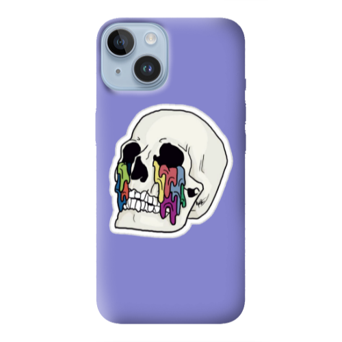Apple iPhone 14  Skull Purple Colored Silicone TPU Θήκη