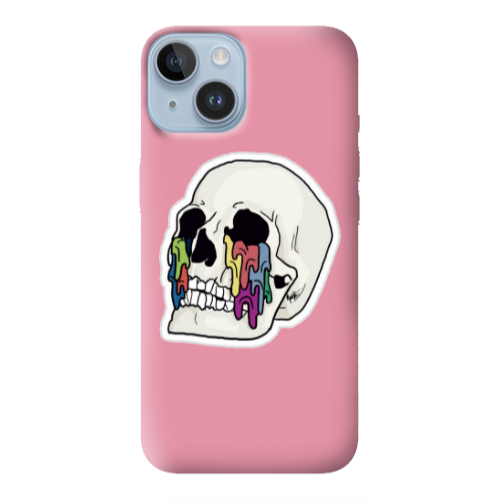Apple iPhone 14  Skull Pink Colored Silicone TPU Θήκη