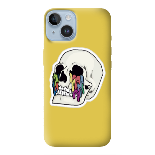 Apple iPhone 14 Plus Skull Yellow Colored Silicone TPU Θήκη