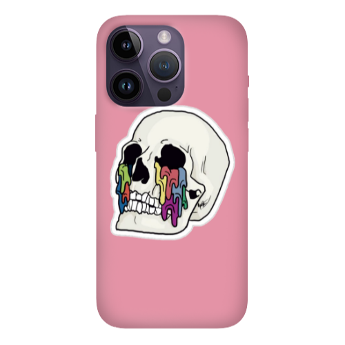 Apple iPhone 14 Pro  Skull Pink Colored Silicone TPU Θήκη
