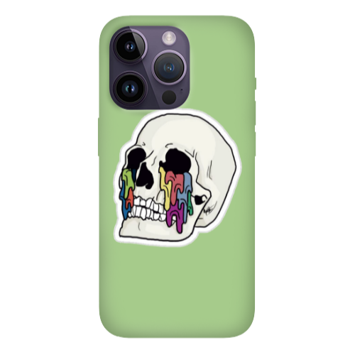 Apple iPhone 14 Pro Max Skull Light Green Colored Silicone TPU Θήκη