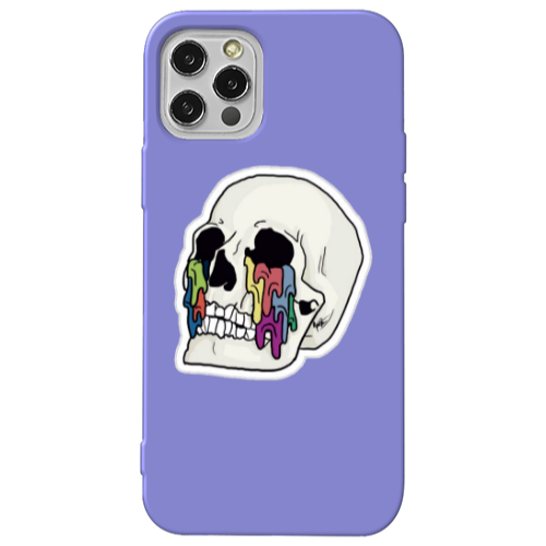Apple iPhone 12 Pro Max Skull Purple Colored Silicone TPU Θήκη