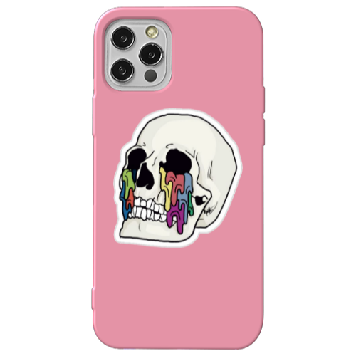 Apple iPhone 12 Pro Max Skull Pink Colored Silicone TPU Θήκη