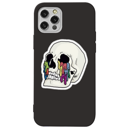 Apple iPhone 12 Pro Max Skull Black Colored Silicone TPU Θήκη
