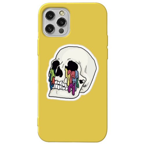 Apple iPhone 12 Pro Max Skull Yellow Colored Silicone TPU Θήκη