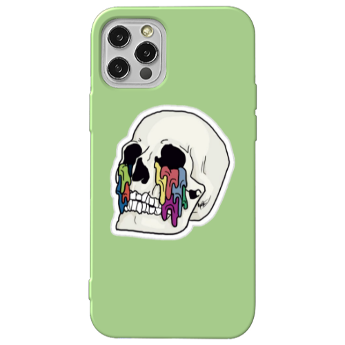 Apple iPhone 12 Pro Max Skull Light Green Colored Silicone TPU Θήκη