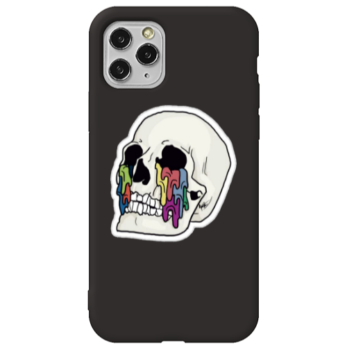 Apple iPhone 11 Pro Max Skull Black Colored Silicone TPU Θήκη