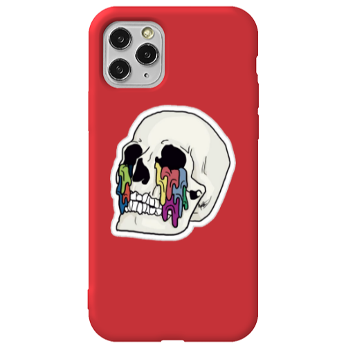Apple iPhone 11 Pro Max Skull Red Colored Silicone TPU Θήκη