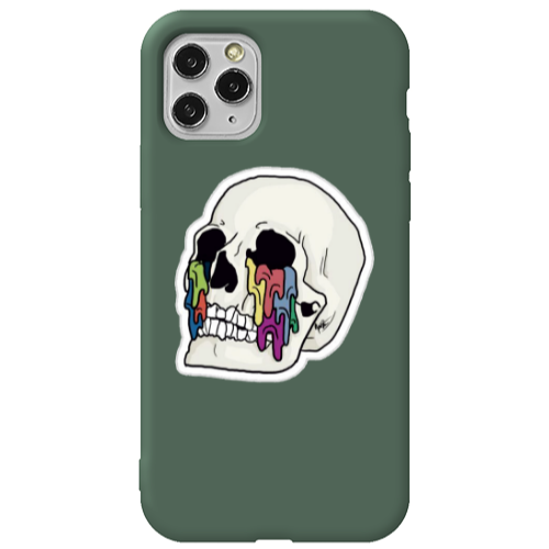 Apple iPhone 11 Pro Max Skull Dark Green Colored Silicone TPU Θήκη