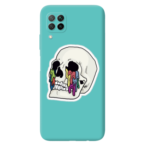 Huawei P40 Lite Skull Turquoise Colored Silicone TPU Θήκη