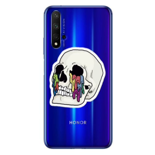 Huawei Nova 5 T Skull Transparent Silicone TPU Θήκη