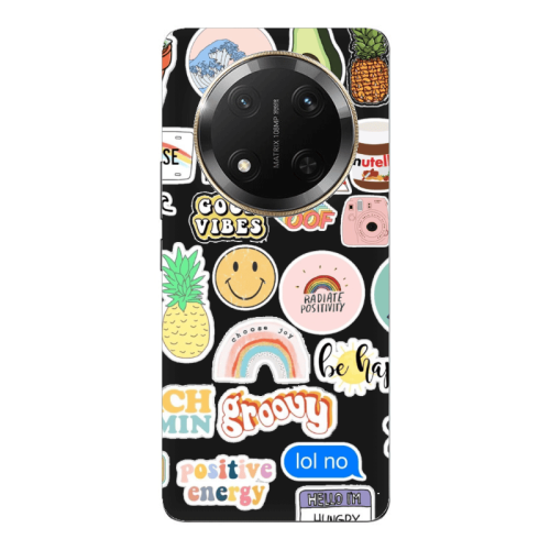Honor Magic 7 Lite Good vibes Black Colored Silicone TPU Θήκη