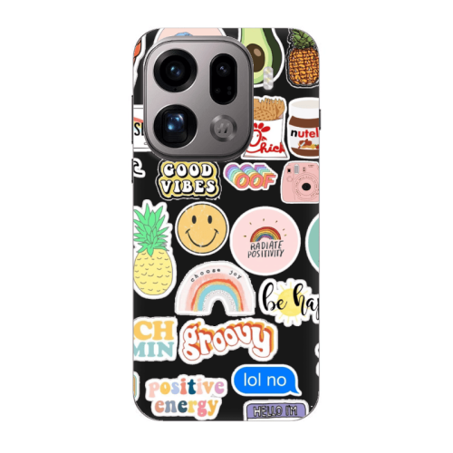 Oppo Find X9 Pro Good vibes Black Colored Silicone TPU Θήκη