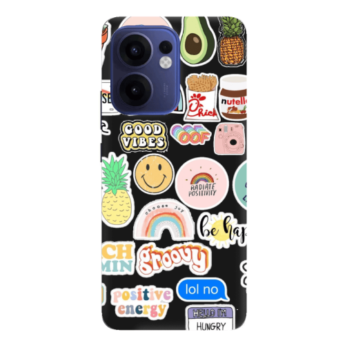 Oppo Reno 13 F Good vibes Black Colored Silicone TPU Θήκη