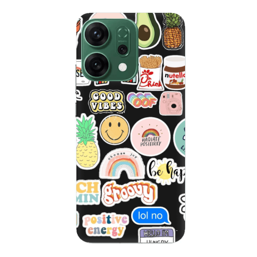 Oppo RENO 14 Good vibes Black Colored Silicone TPU Θήκη