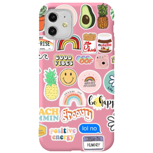 Apple iPhone 11  Good vibes Pink Colored Silicone TPU Θήκη