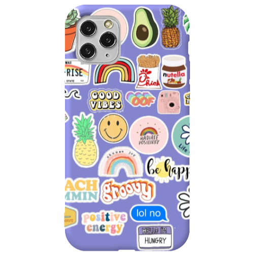 Apple iPhone 11 Pro Good vibes Purple Colored Silicone TPU Θήκη