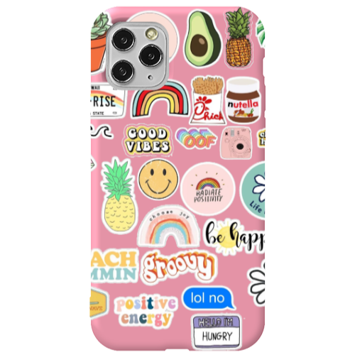 Apple iPhone 11 Pro Good vibes Pink Colored Silicone TPU Θήκη