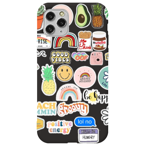 Apple iPhone 11 Pro Good vibes Black Colored Silicone TPU Θήκη