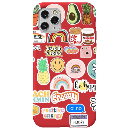 Apple iPhone 11 Pro Good vibes Red Colored Silicone TPU Θήκη