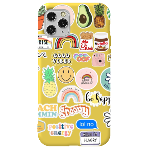 Apple iPhone 11 Pro Good vibes Yellow Colored Silicone TPU Θήκη