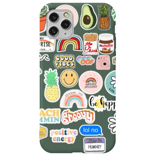 Apple iPhone 11 Pro Good vibes Dark Green Colored Silicone TPU Θήκη