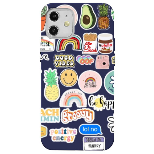 Apple iPhone 12 Good vibes Dark blue Colored Silicone TPU Θήκη