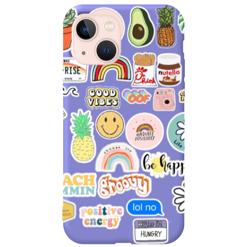 Apple iPhone 13 Good vibes Purple Colored Silicone TPU Θήκη