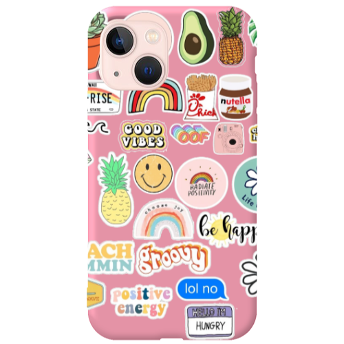 Apple iPhone 13 Good vibes Pink Colored Silicone TPU Θήκη