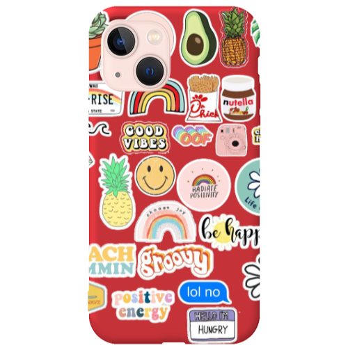 Apple iPhone 13 Good vibes Red Colored Silicone TPU Θήκη