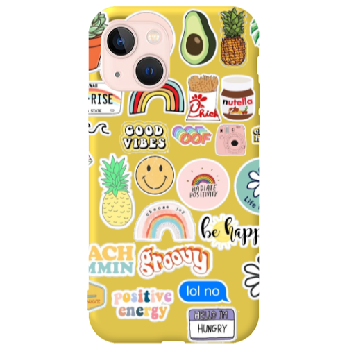 Apple iPhone 13 Good vibes Yellow Colored Silicone TPU Θήκη