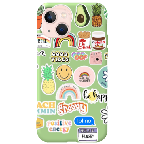 Apple iPhone 13 Good vibes Light Green Colored Silicone TPU Θήκη